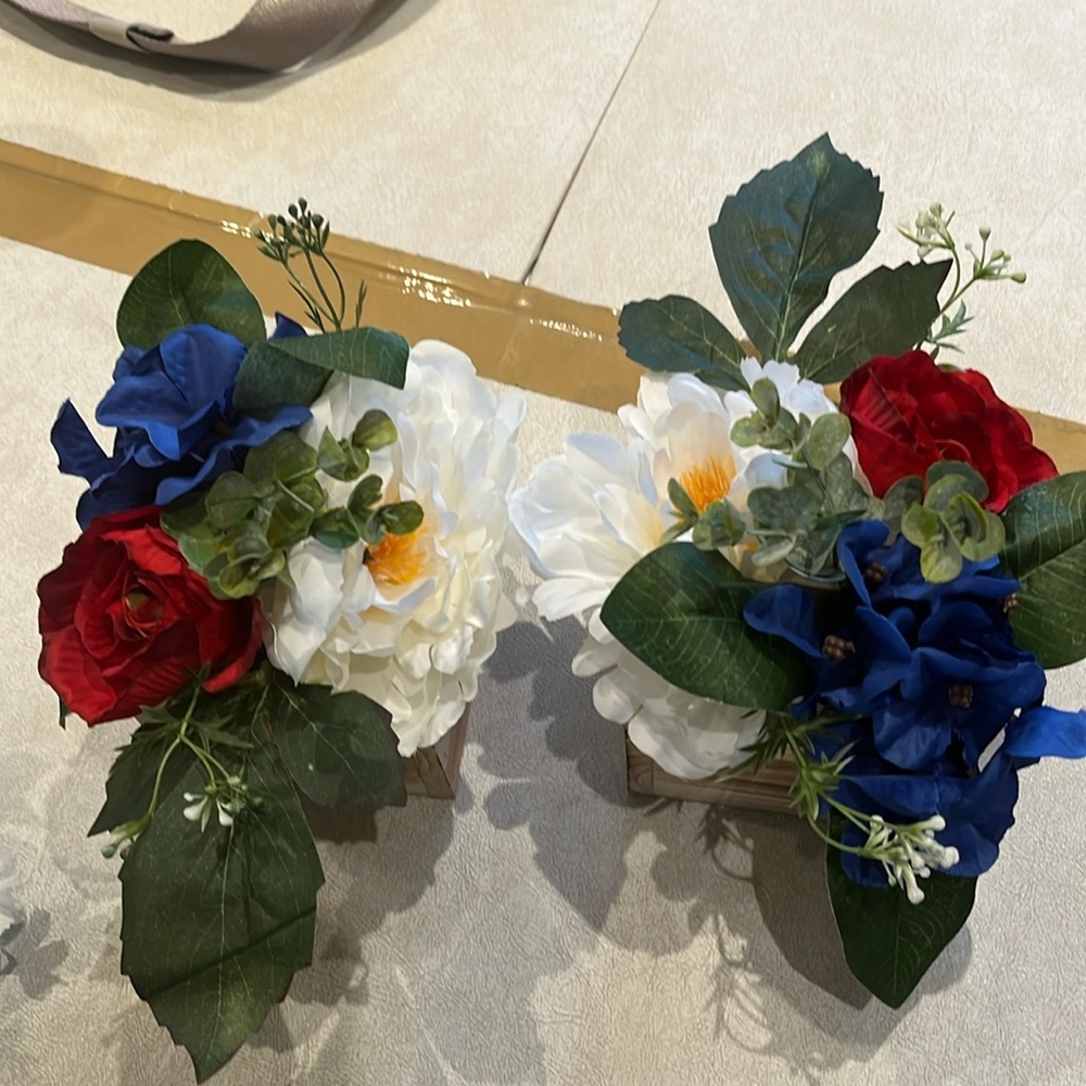 Red, White, and Blue Faux Floral Arrangements